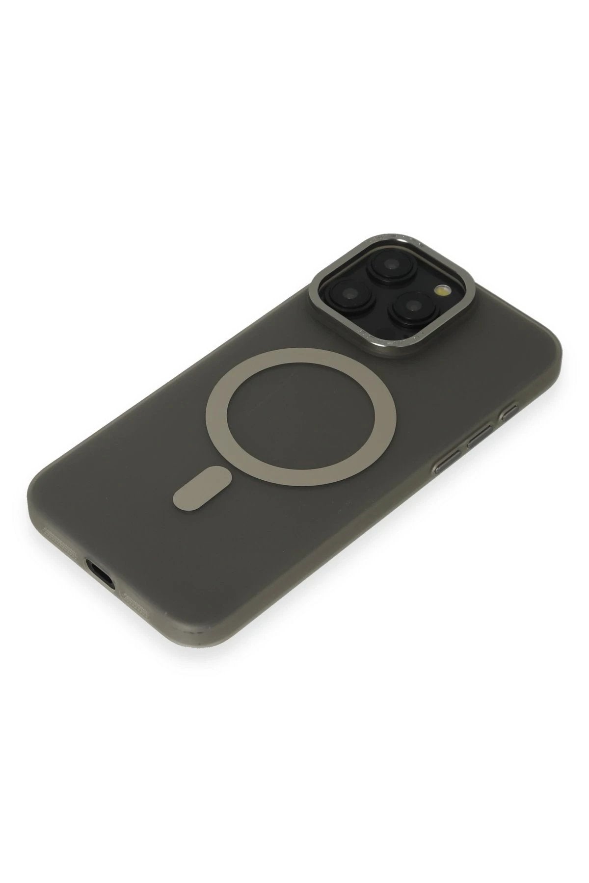 iPhone 15 Pro Max Kılıf Lodos Magneticsafe Mat Kapak - Titan Gri-(5796)