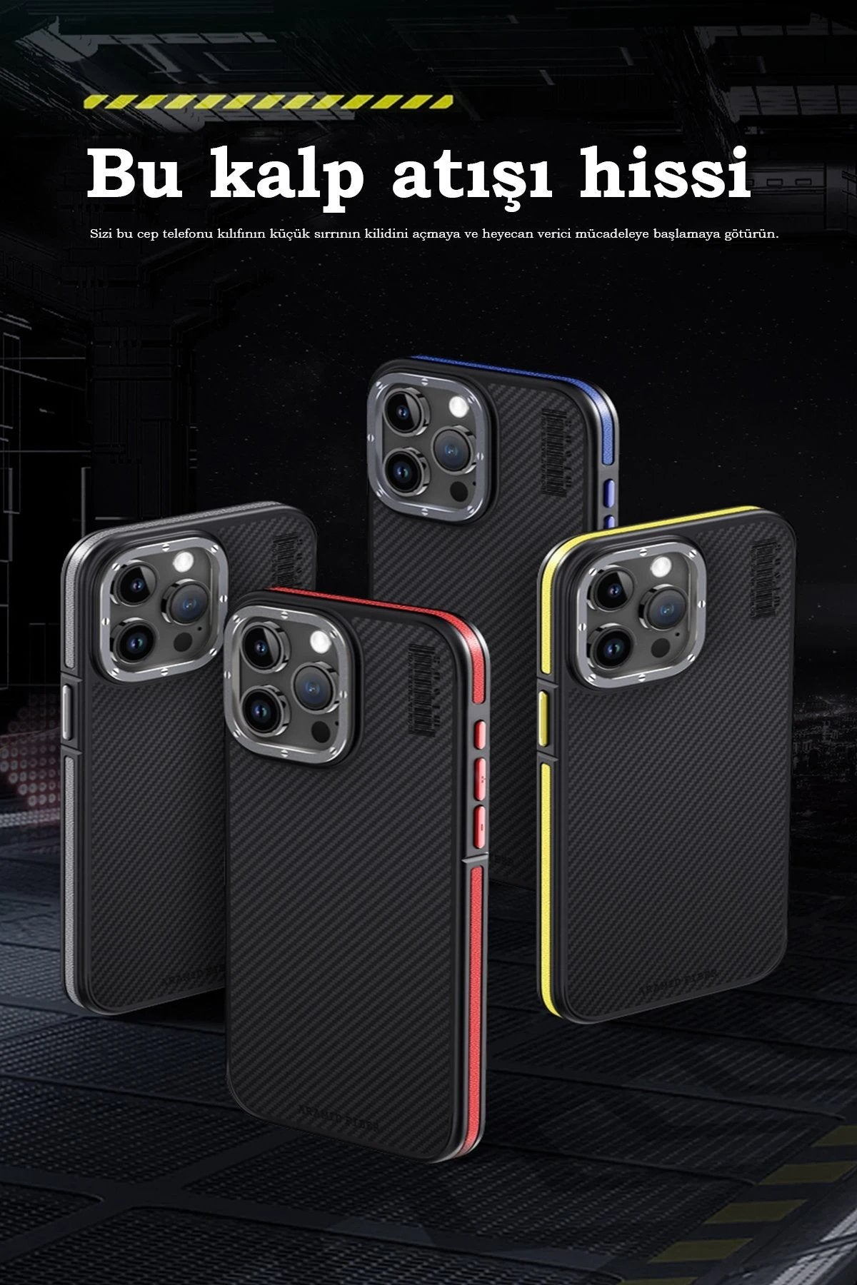 iPhone 15 Pro Max Kılıf Aramid 600D Kevlar Karbon Fiber Magsafe Kapak - Kırmızı-(5796)