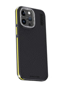 iPhone 15 Pro Max Kılıf Aramid 600D Kevlar Karbon Fiber Magsafe Kapak - Sarı-(5796)