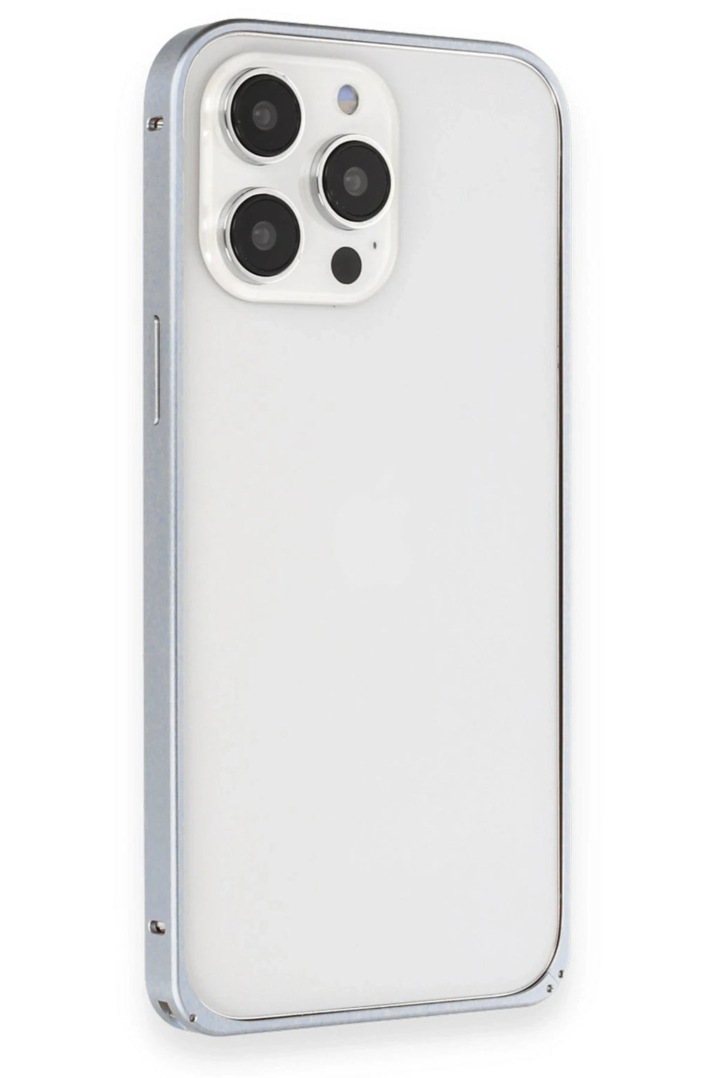 iPhone 15 Pro Kılıf Metal Bumper Magneticsafe Kapak - Gri-(5796)