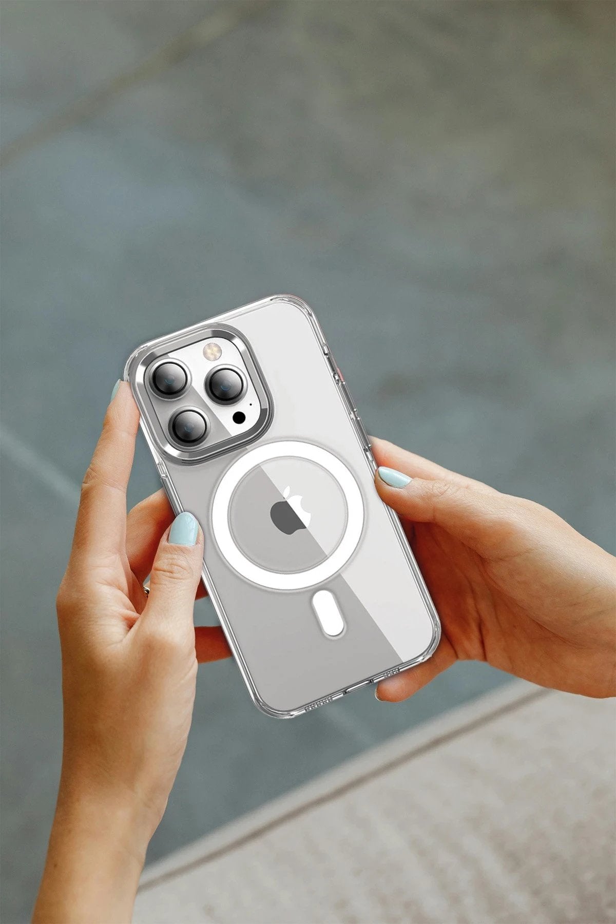 iPhone 15 Pro Kılıf Crystal Magsafe Kapak - Şeffaf-(5796)