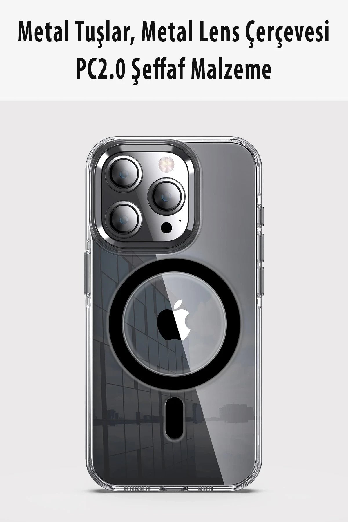 iPhone 15 Pro Max Kılıf Crystal Magsafe Kapak - Şeffaf-(5796)