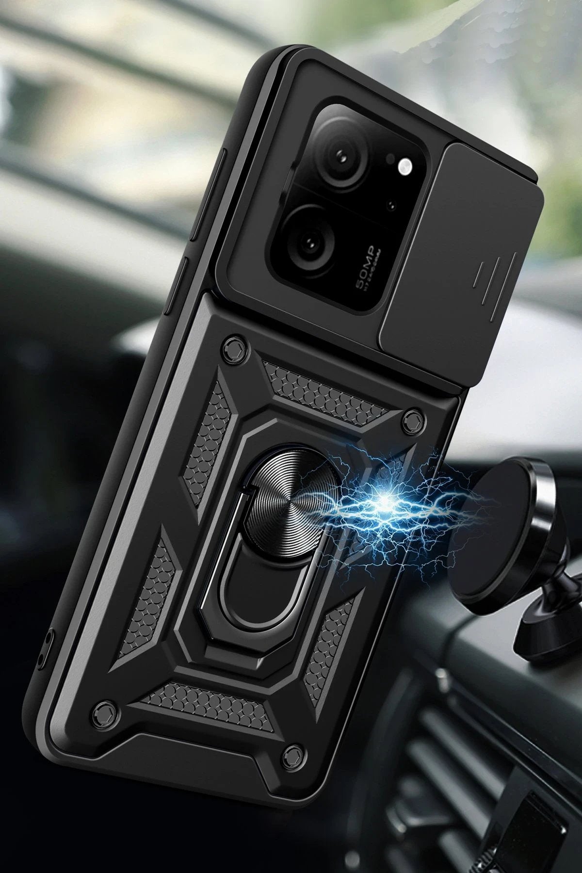 Xiaomi Mi 13T Pro Kılıf Pars Lens Yüzüklü Silikon - Yeşil-(5796)