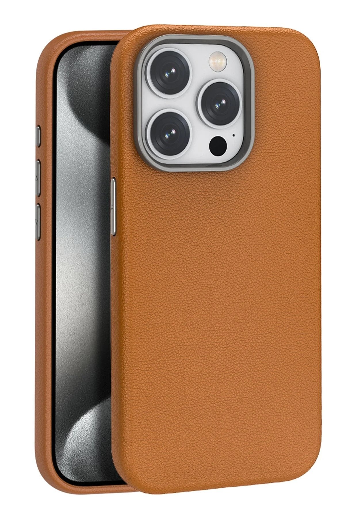 iPhone 14 Pro Kılıf Wonder Deri Magsafe Kapak - Kahverengi-(5796)