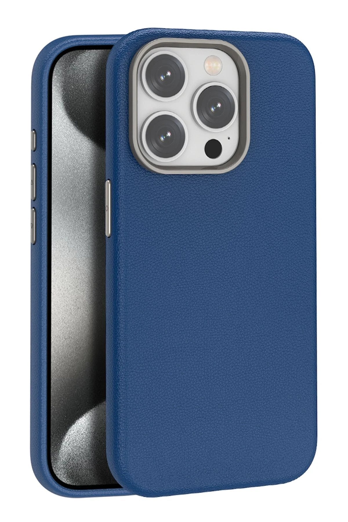 iPhone 14 Pro Max Kılıf Wonder Deri Magsafe Kapak - Lacivert-(5796)
