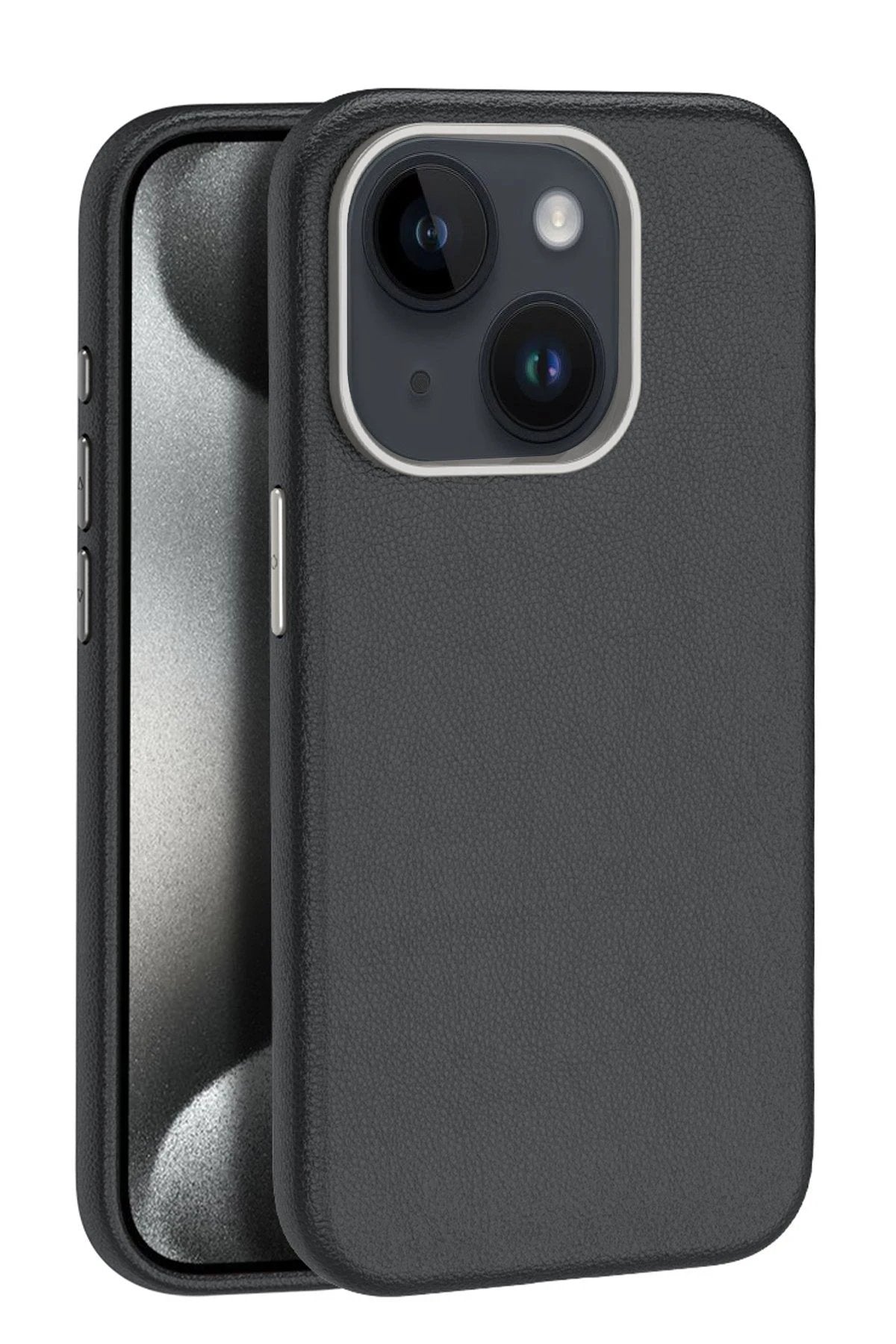 iPhone 15 Kılıf Wonder Deri Magsafe Kapak - Siyah-(5796)