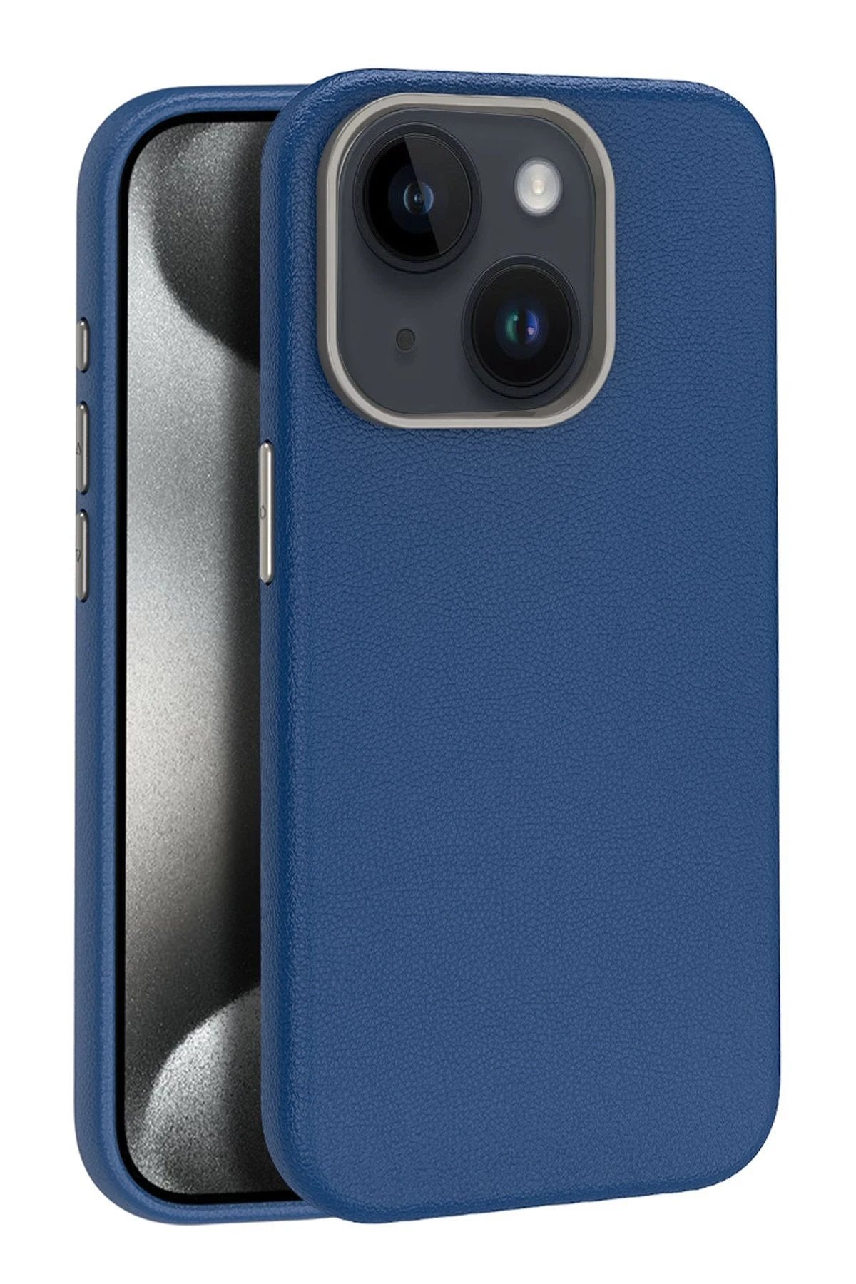 iPhone 15 Kılıf Wonder Deri Magsafe Kapak - Lacivert-(5796)
