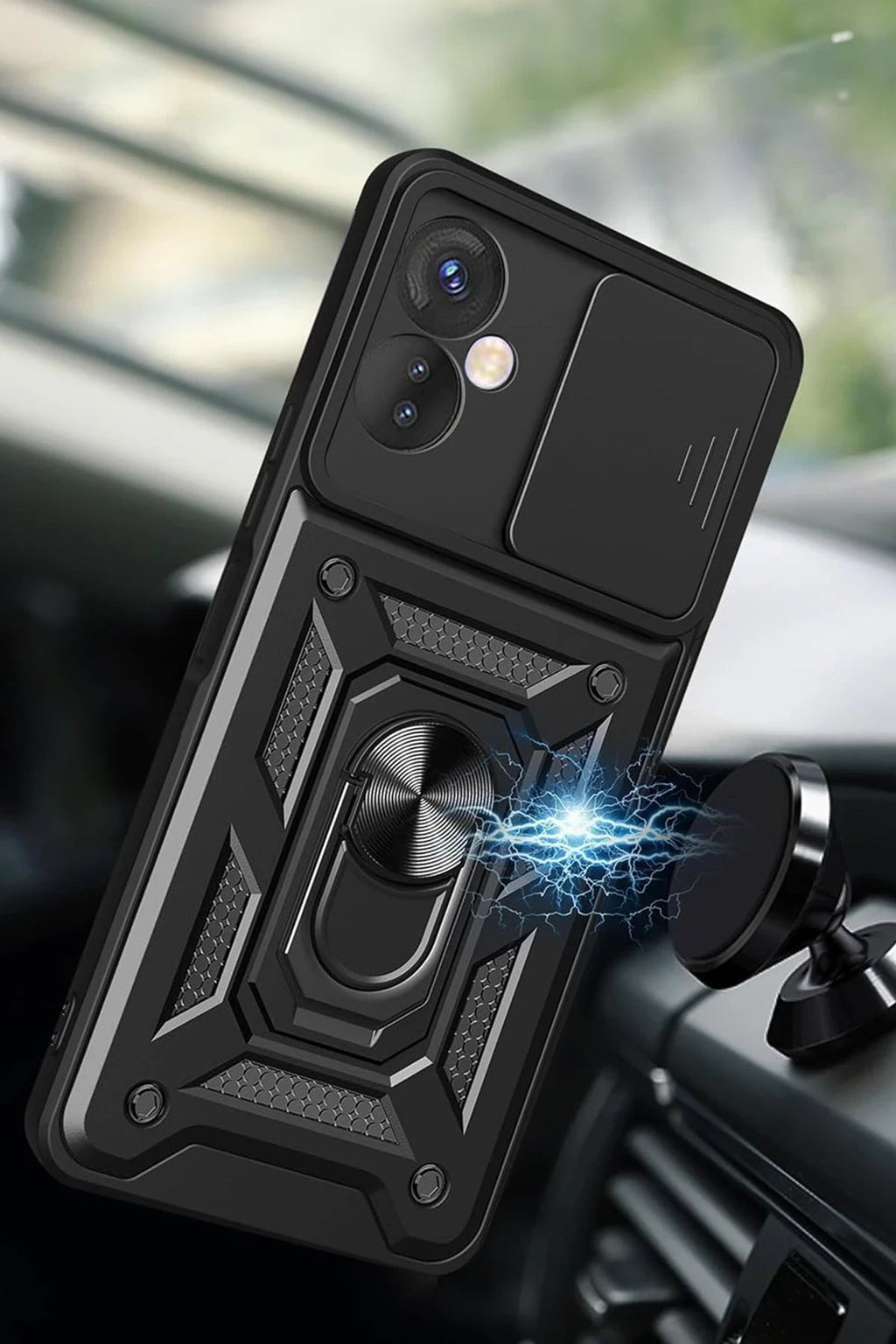 İnfinix Hot 40 Pro Kılıf Pars Lens Yüzüklü Silikon - Kırmızı-(5796)