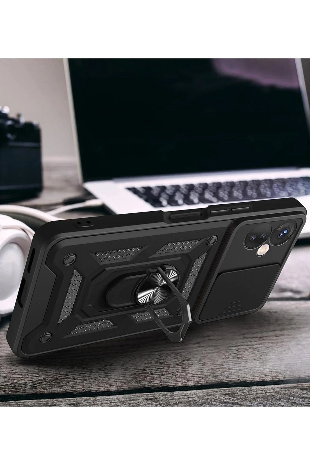 İnfinix Hot 40 Pro Kılıf Pars Lens Yüzüklü Silikon - Lacivert-(5796)