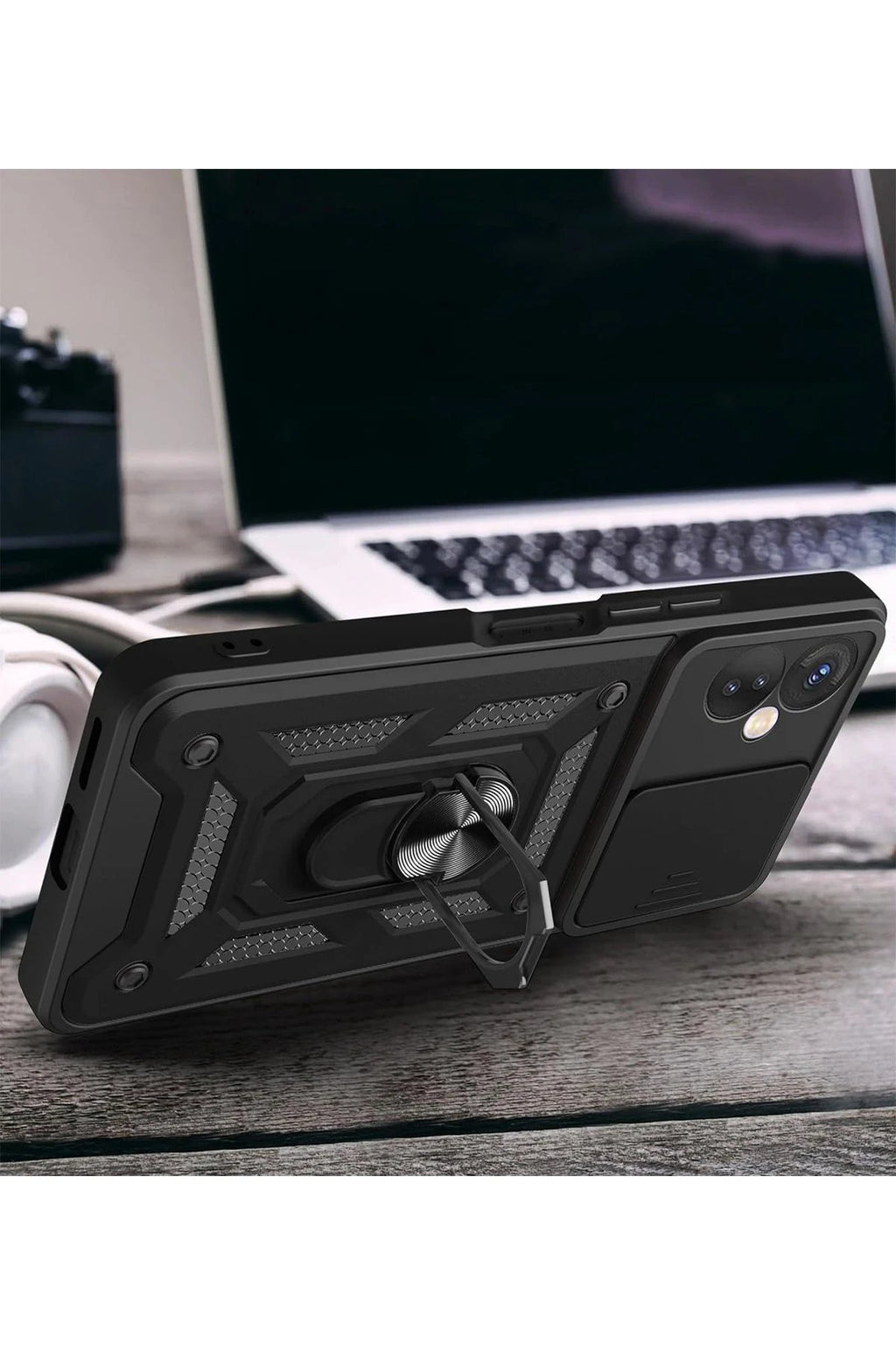 İnfinix Hot 40 Pro Kılıf Pars Lens Yüzüklü Silikon - Yeşil-(5796)