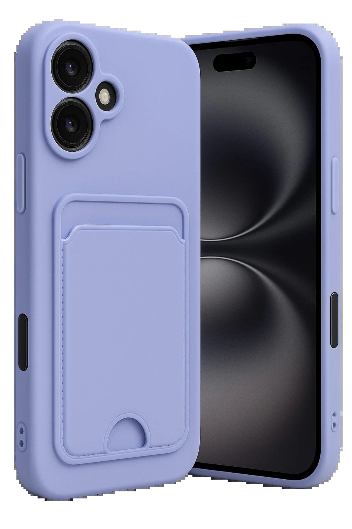 iPhone 16 Kılıf Kelvin Kartvizitli Silikon - Lila-(5796)