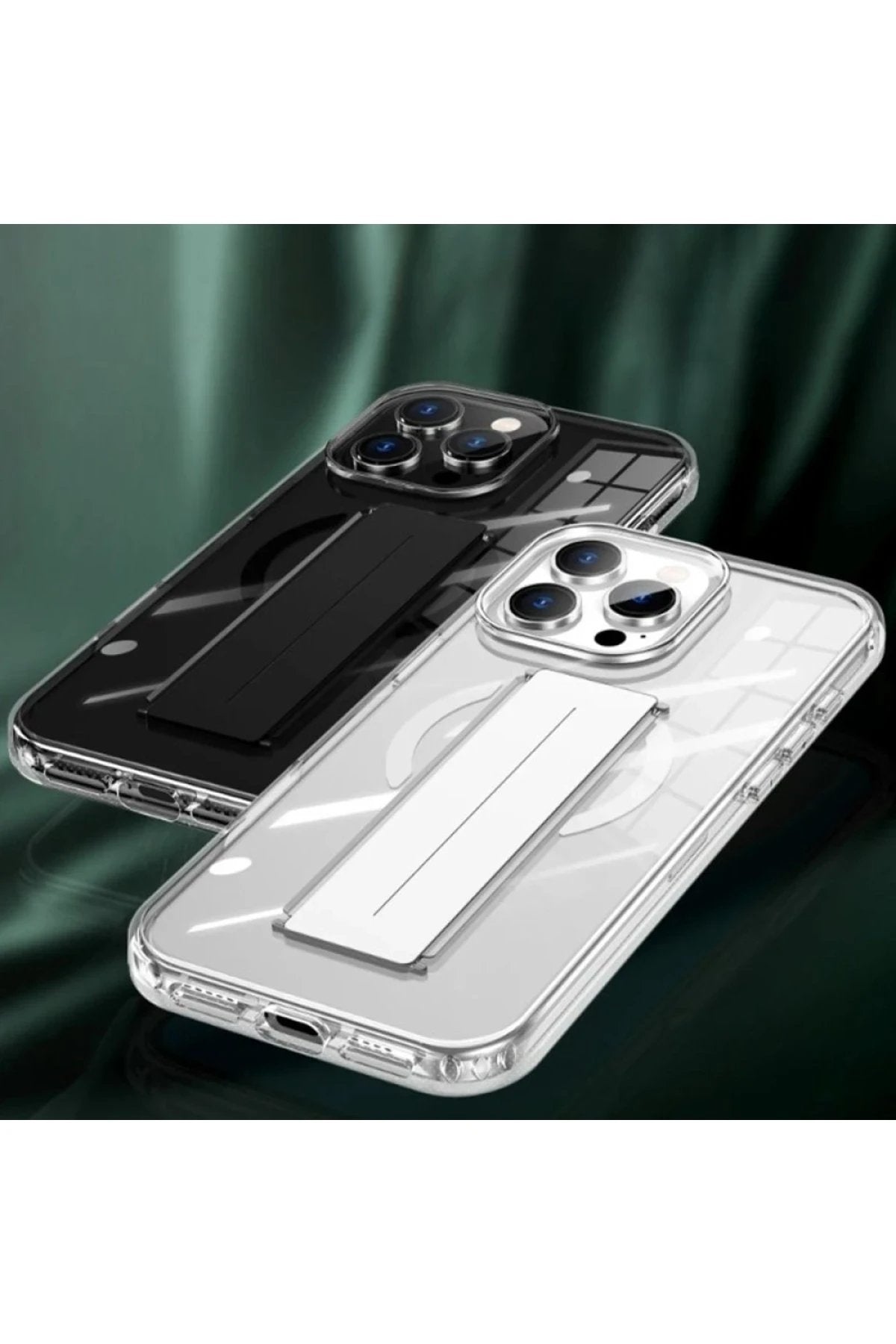 iPhone 16 Kılıf Alfa Magsafe Standlı Kapak - Şeffaf-(5796)