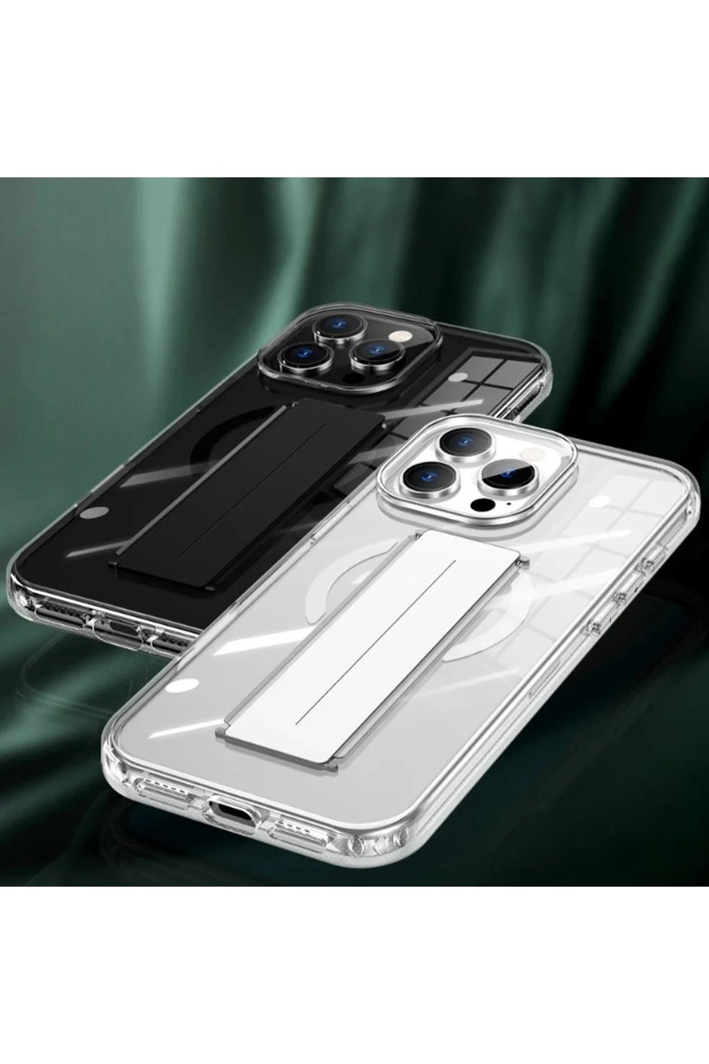 iPhone 16 Pro Kılıf Alfa Magsafe Standlı Kapak - Siyah-(5796)