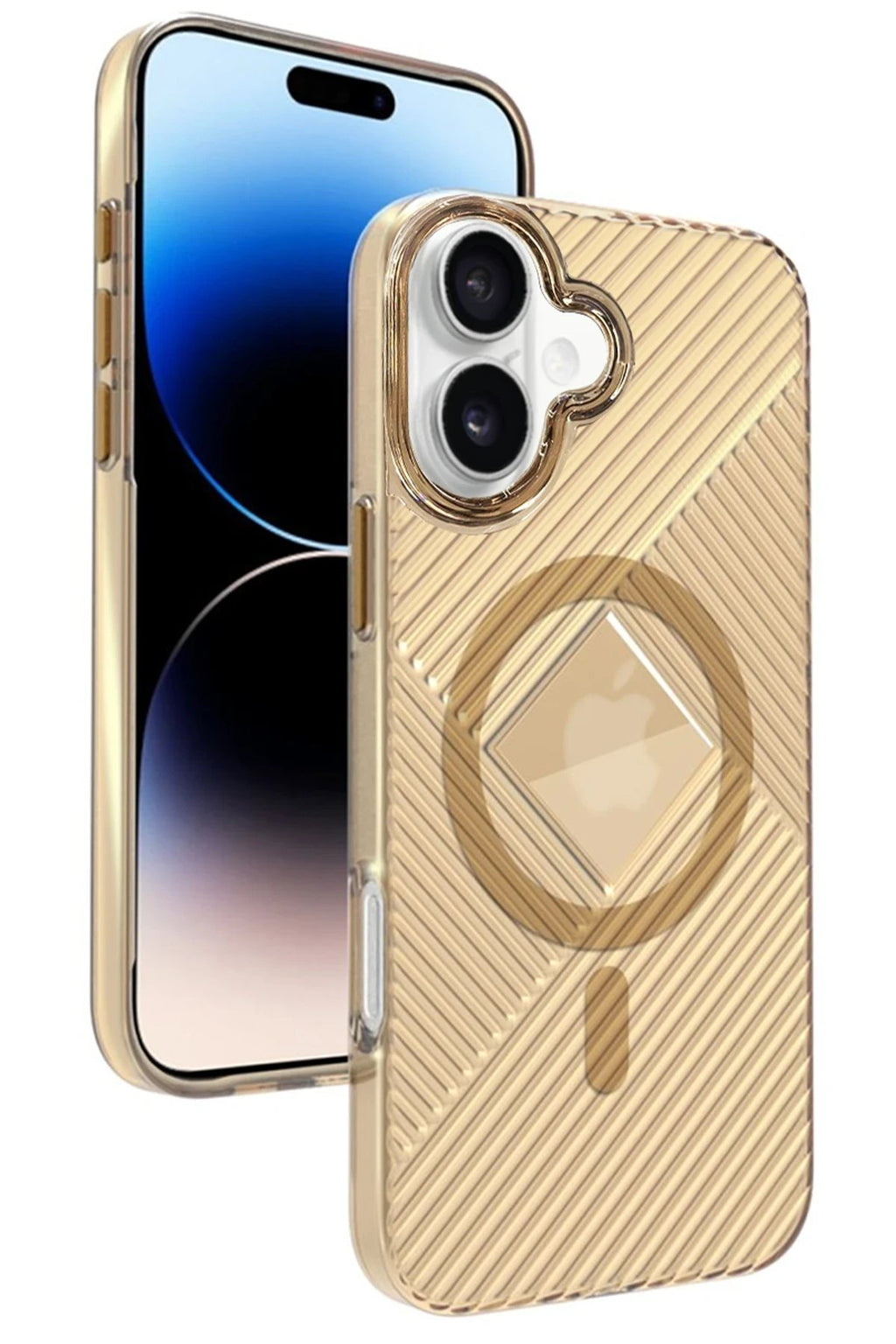 iPhone 16 Stella PC Sert Magsafe Kılıf - Gold-(5796)