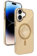 iPhone 16 Stella PC Sert Magsafe Kılıf - Gold-(5796)
