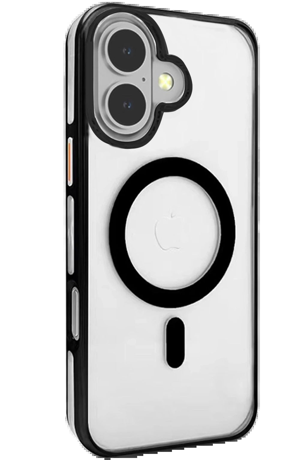 iPhone 16 Gleam PC Sert Magsafe Kılıf - Şeffaf-Siyah-(5796)