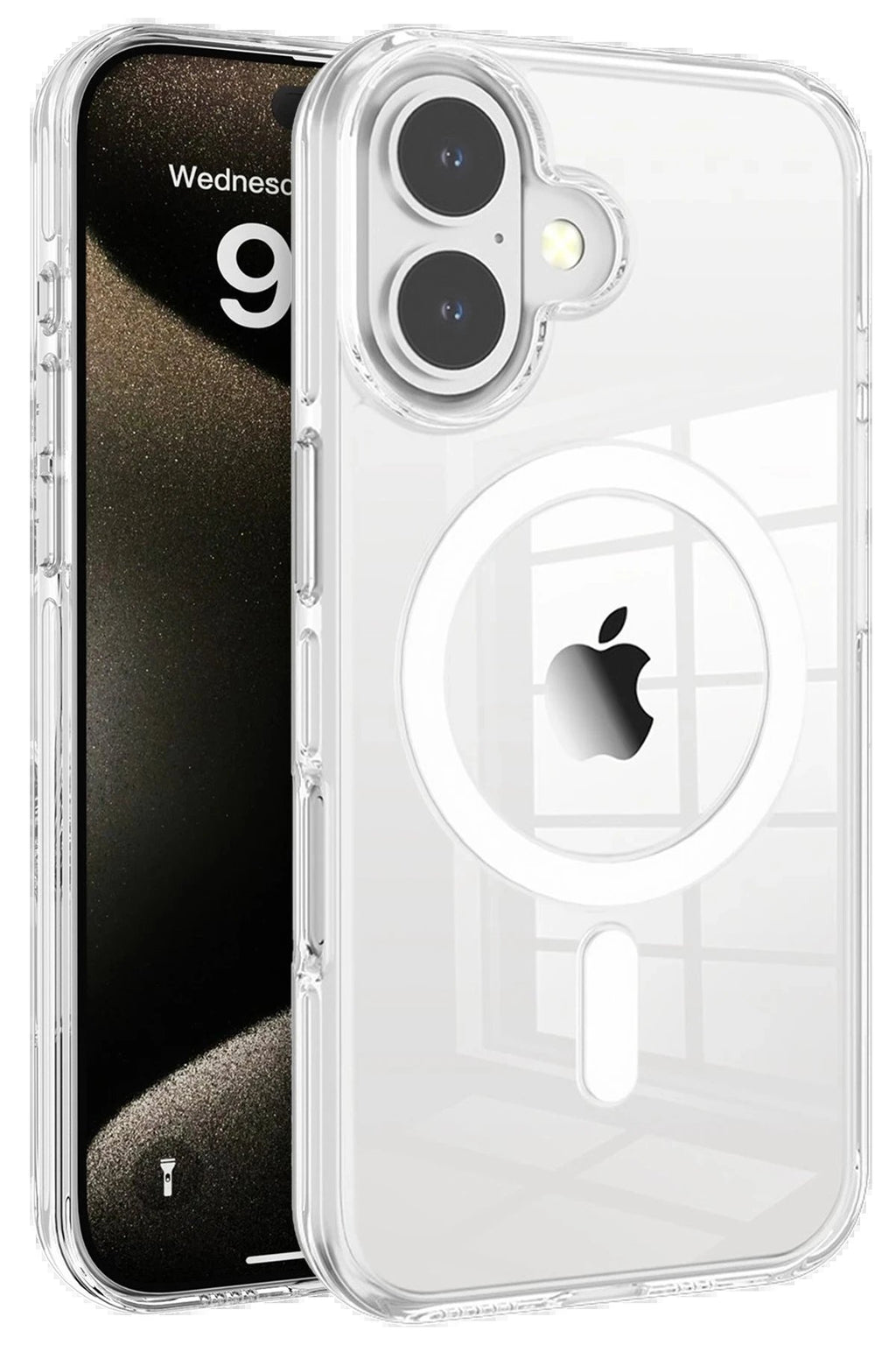 iPhone 16 Gleam PC Sert Magsafe Kılıf - Şeffaf-(5796)