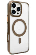 iPhone 16 Pro Gleam PC Sert Magsafe Kılıf - Kahverengi-(5796)