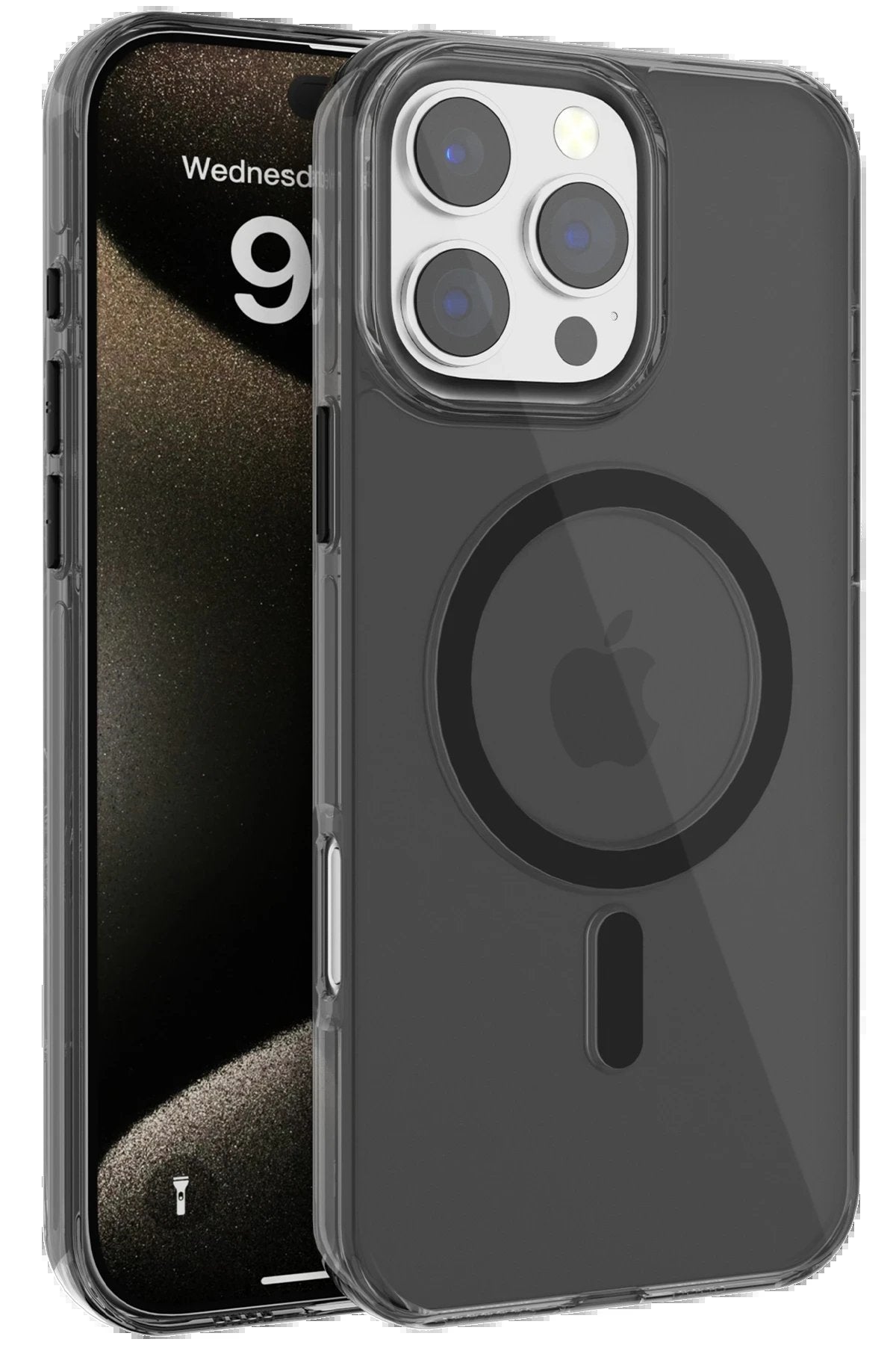 iPhone 16 Pro Max Gleam PC Sert Magsafe Kılıf - Siyah-(5796)