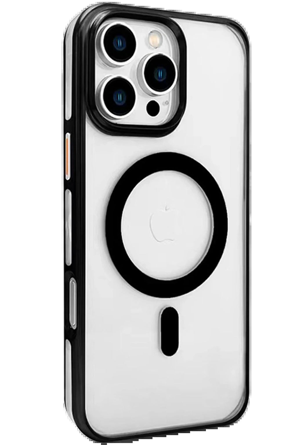 iPhone 16 Pro Max Gleam PC Sert Magsafe Kılıf - Şeffaf-Siyah-(5796)