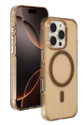 iPhone 16 Pro Max Gleam PC Sert Magsafe Kılıf - Şeffaf-Gold-(5796)