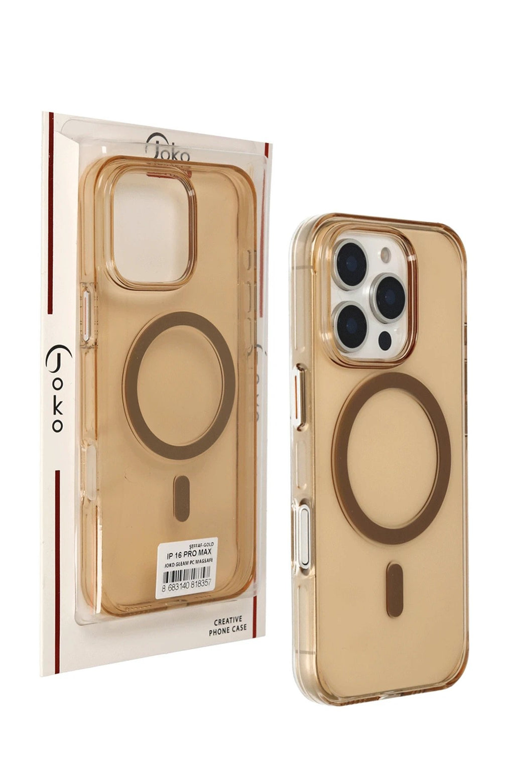 iPhone 16 Pro Max Gleam PC Sert Magsafe Kılıf - Şeffaf-Gold-(5796)