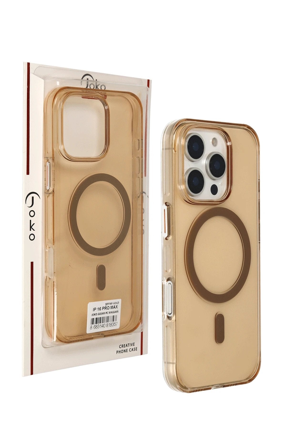 iPhone 16 Pro Max Gleam PC Sert Magsafe Kılıf - Şeffaf-Gold-(5796)