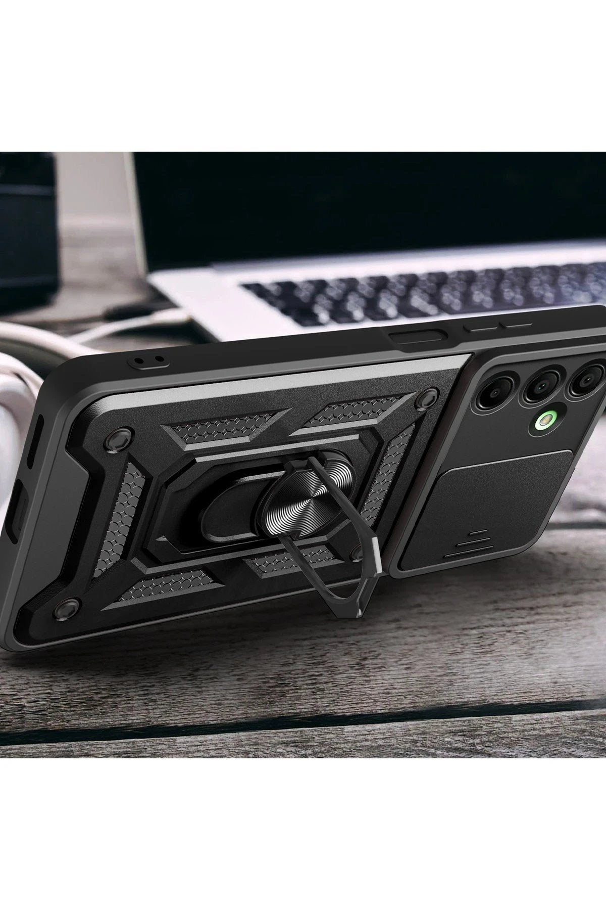 Samsung Galaxy A16 5G Kılıf Pars Lens Yüzüklü Silikon - Siyah-(5796)