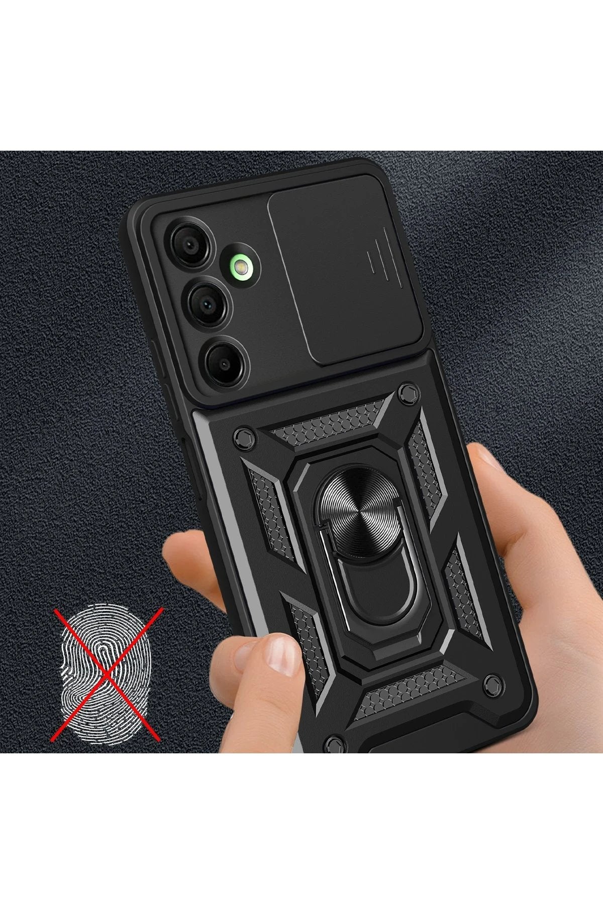 Samsung Galaxy A16 5G Kılıf Pars Lens Yüzüklü Silikon - Siyah-(5796)