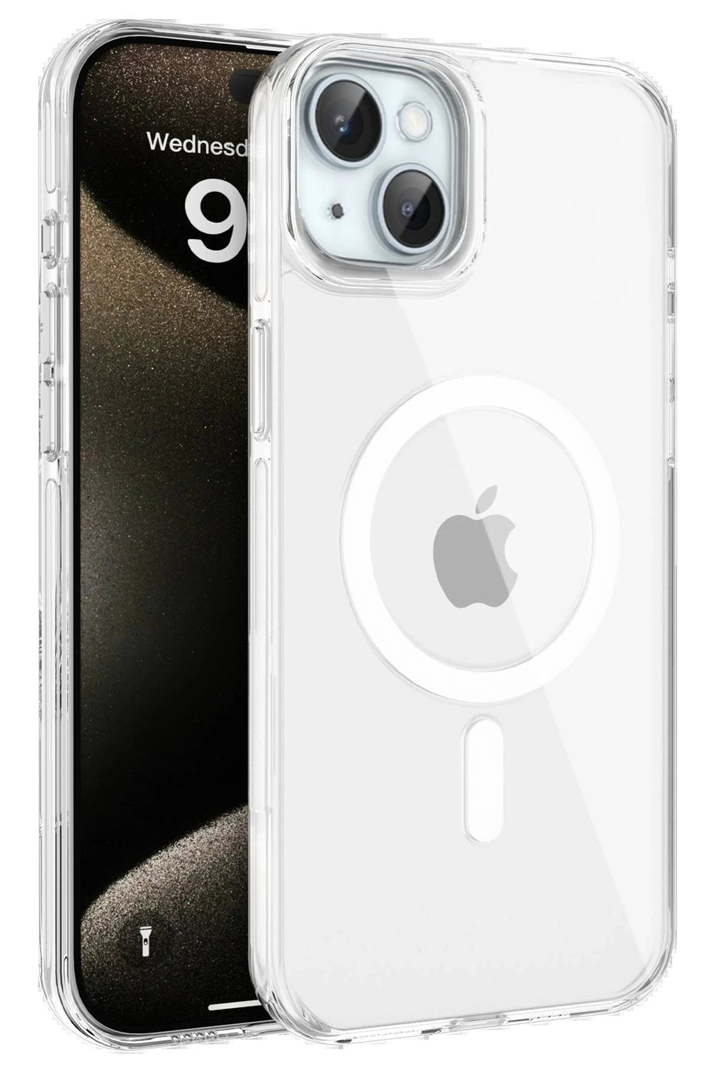 iPhone 15 Gleam PC Sert Magsafe Kılıf - Şeffaf-(5796)