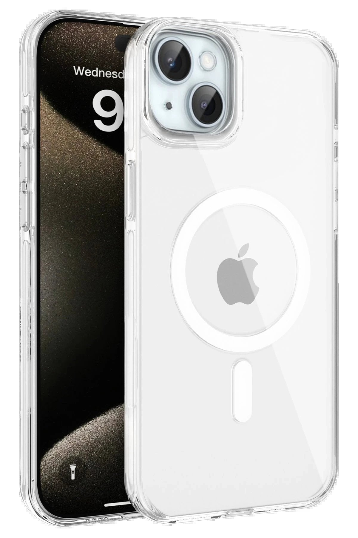 iPhone 15 Gleam PC Sert Magsafe Kılıf - Şeffaf-(5796)