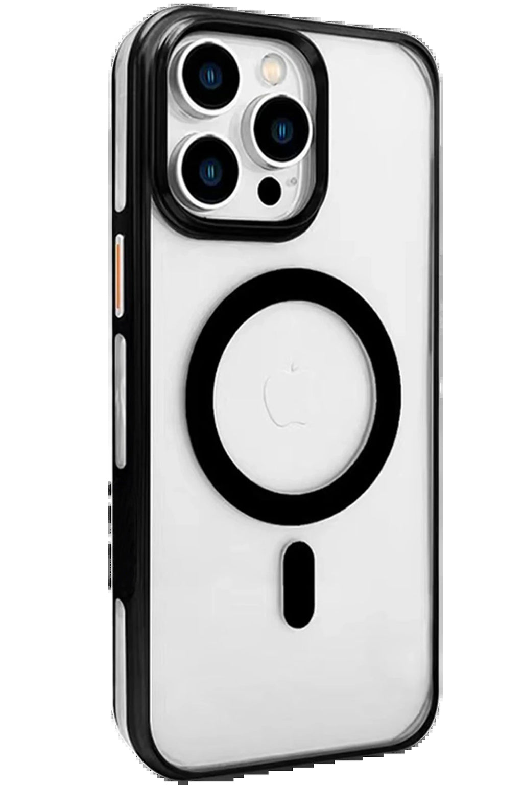 iPhone 15 Pro Gleam PC Sert Magsafe Kılıf - Şeffaf-Siyah-(5796)