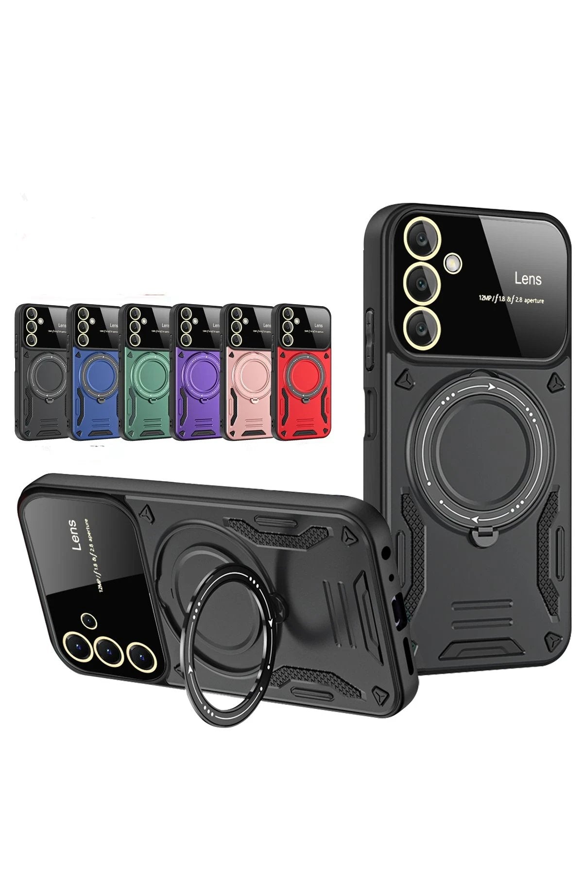 Samsung Galaxy S25 Plus Kılıf Joy Lens Standlı Kapak - Mor-(5796)