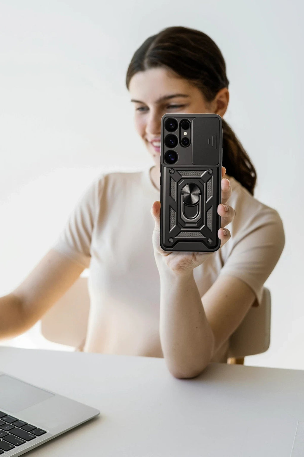 Samsung Galaxy S25 Ultra Kılıf Pars Lens Yüzüklü Silikon - Lacivert-(5796)