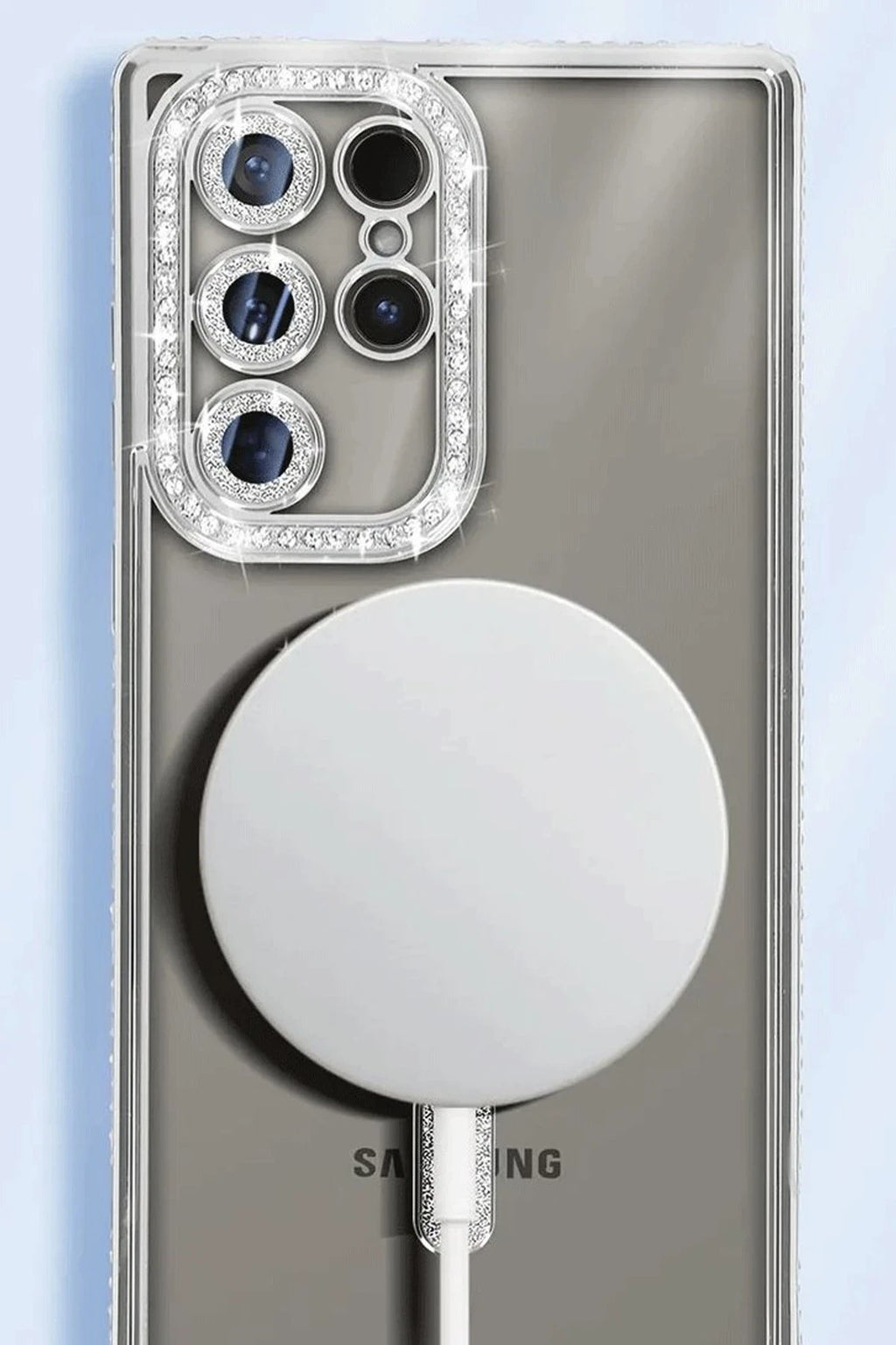 Samsung Galaxy S25 Ultra Kılıf Joke Simli Magneticsafe Kılıf - Pembe-(5796)