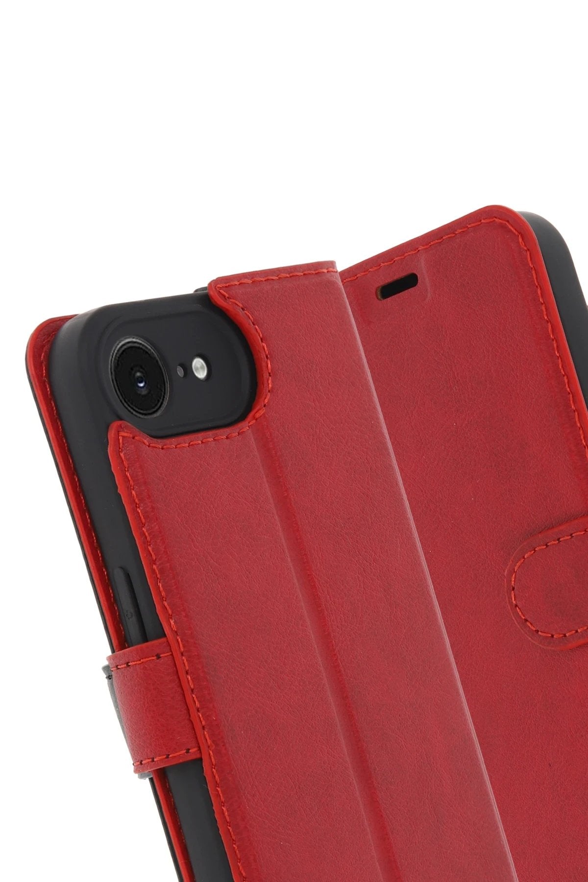 iPhone 16E Kılıf Trend S Plus Kapaklı Kılıf - Kırmızı-(5796)