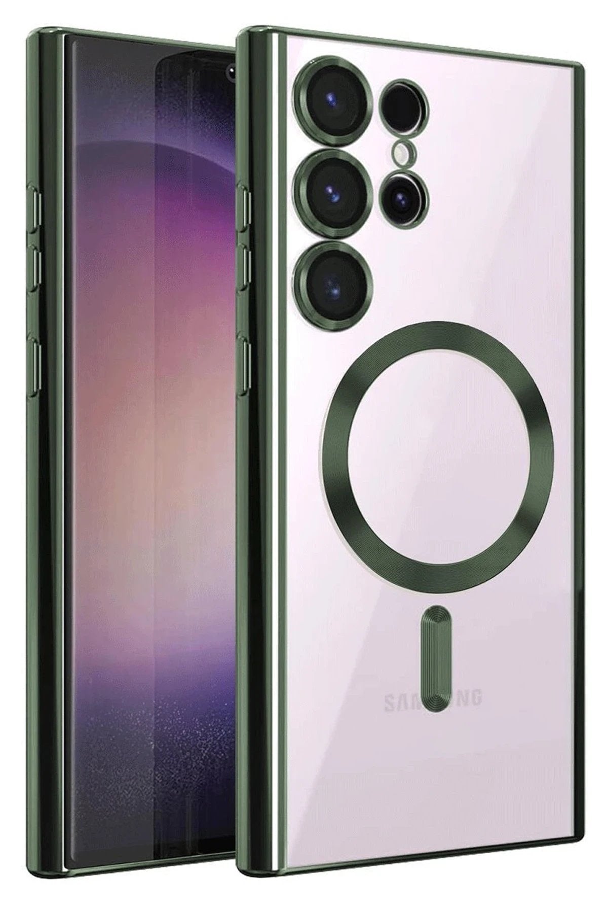 Samsung Galaxy S25 Ultra Kılıf Kross Magneticsafe Kapak - Koyu Yeşil-(5796)