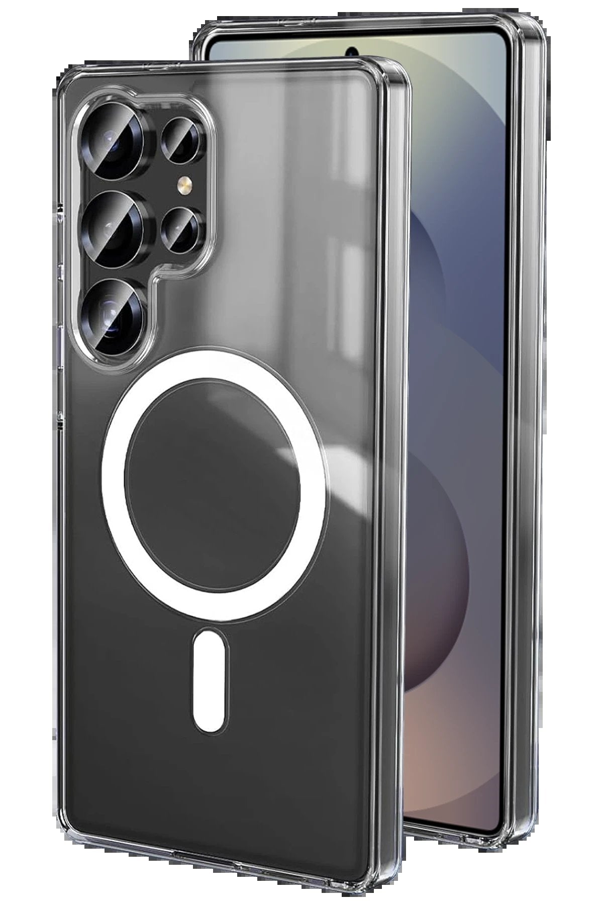 Samsung Galaxy S25 Ultra Kılıf Magneticsafe Şeffaf Silikon - Şeffaf-(5796)