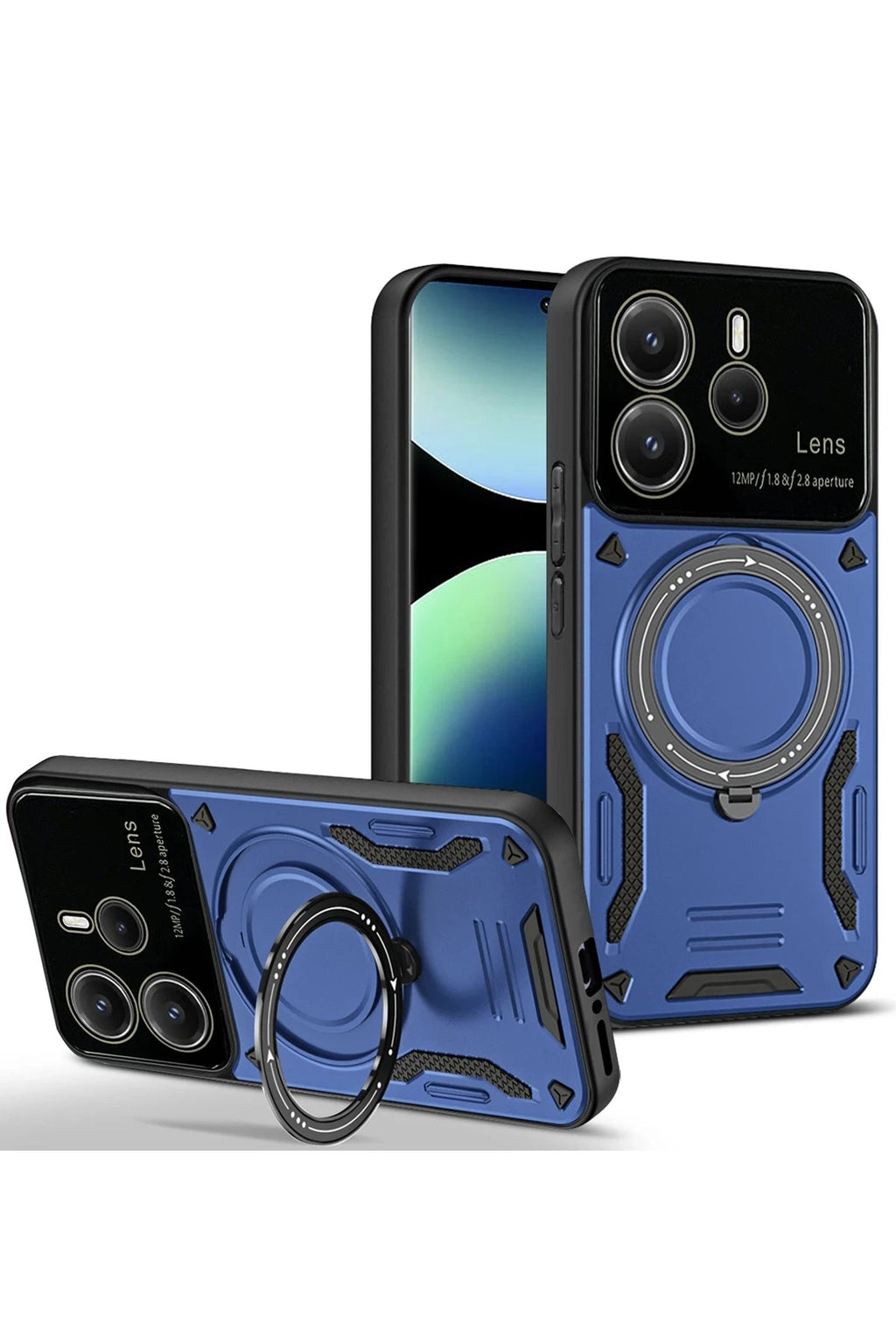 Xiaomi Redmi Note 14 4G Kılıf Joy Lens Standlı Kapak - Lacivert-(5796)