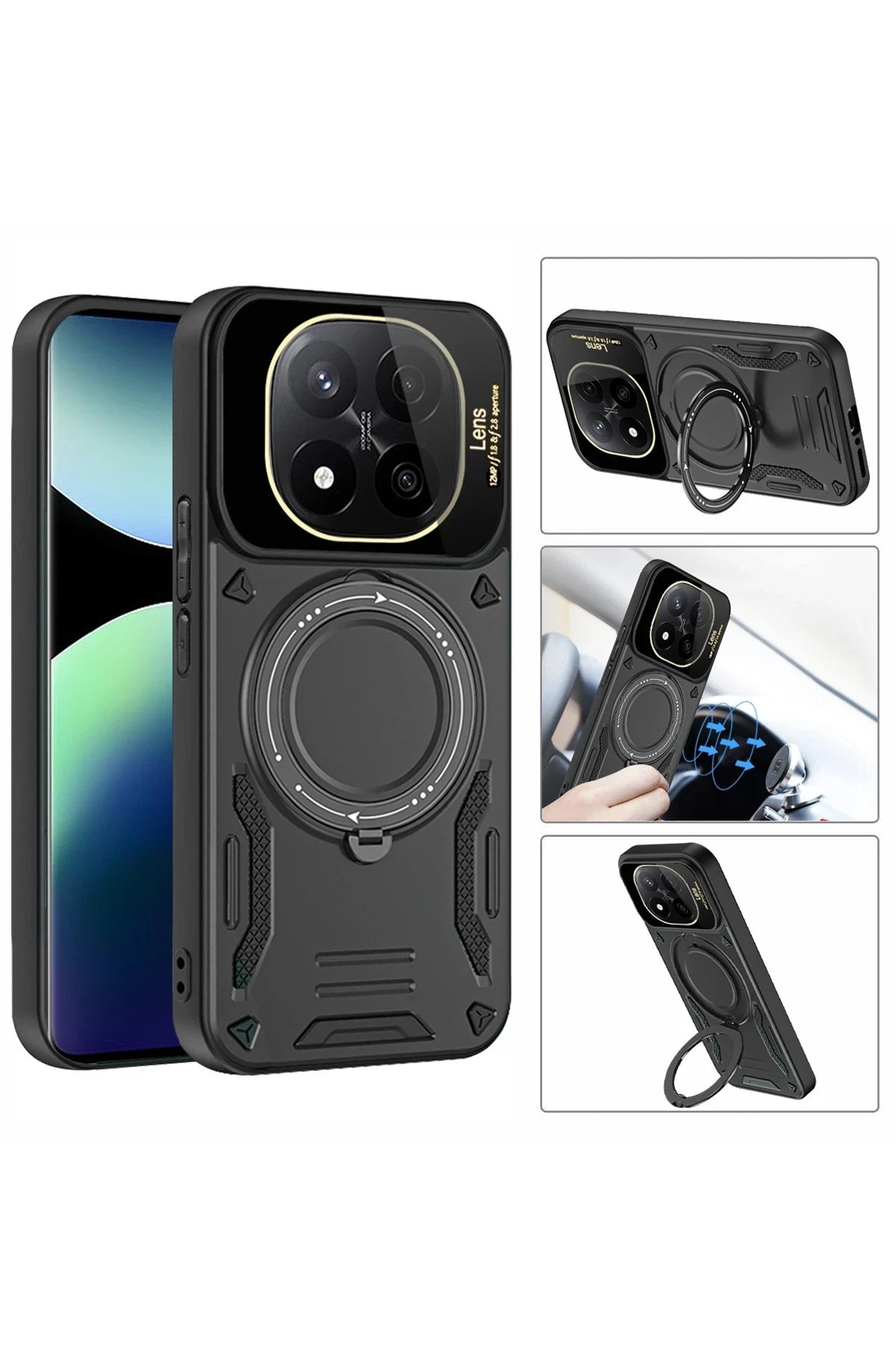 Xiaomi Redmi Note 14 4G Kılıf Joy Lens Standlı Kapak - Lacivert-(5796)