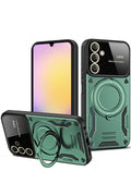Samsung Galaxy S25 FE Kılıf Joy Lens Standlı Kapak - Koyu Yeşil-(5796)