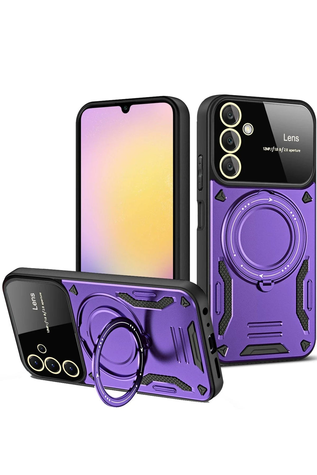 Samsung Galaxy S25 FE Kılıf Joy Lens Standlı Kapak - Mor-(5796)