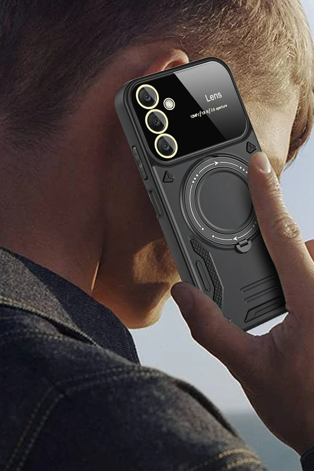 Samsung Galaxy S25 FE Kılıf Joy Lens Standlı Kapak - Kırmızı-(5796)