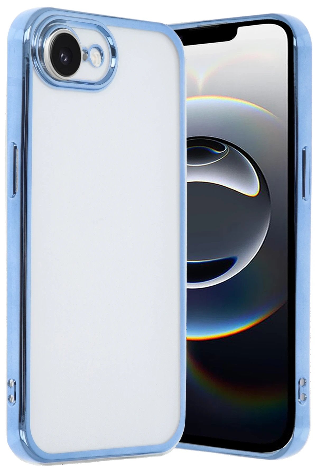 iPhone 16E Kılıf Lensli Silikon - Açık Mavi-(5796)