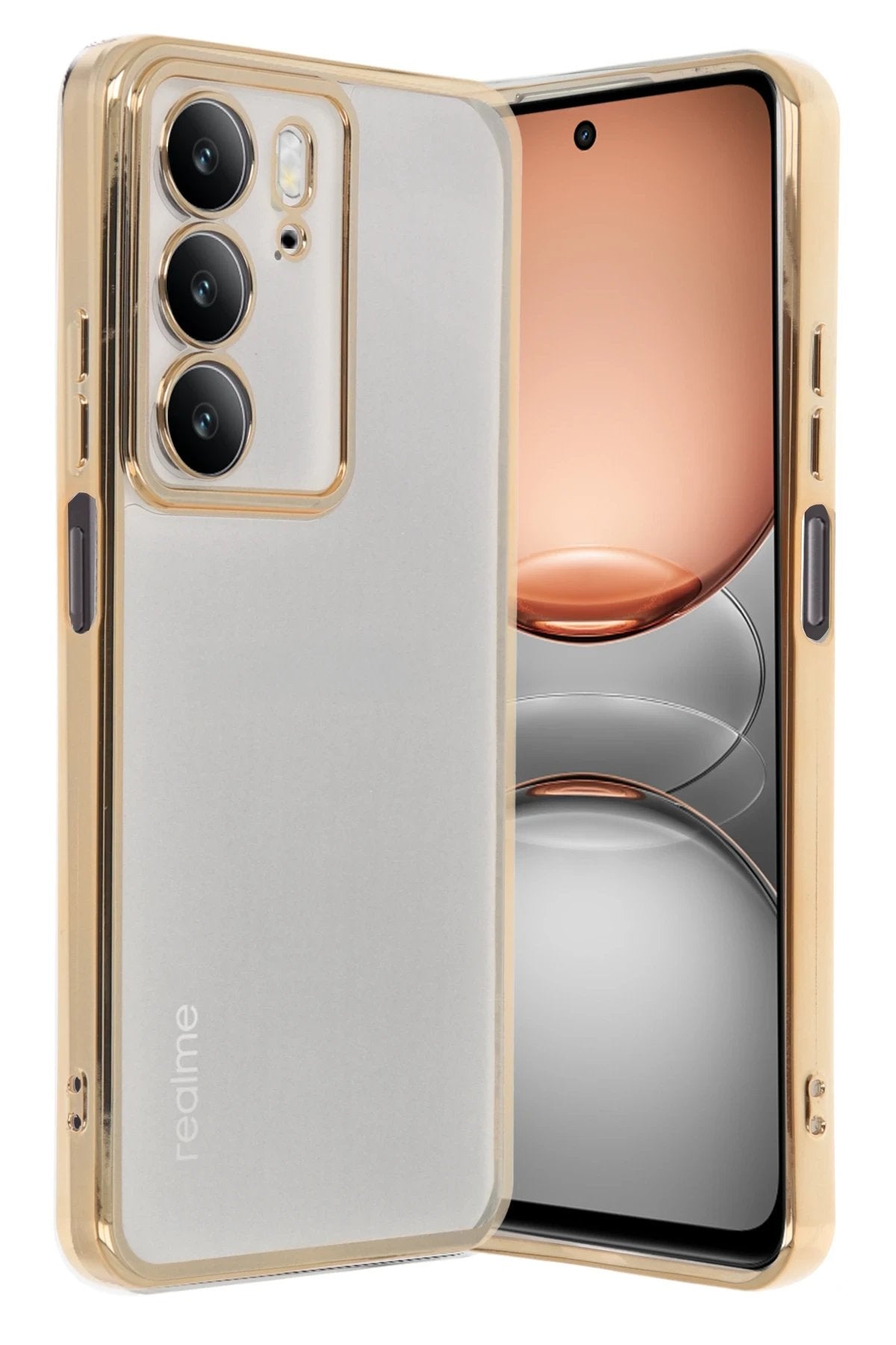 Realme C75 4G Kılıf Lensli Silikon - Gold-(5796)