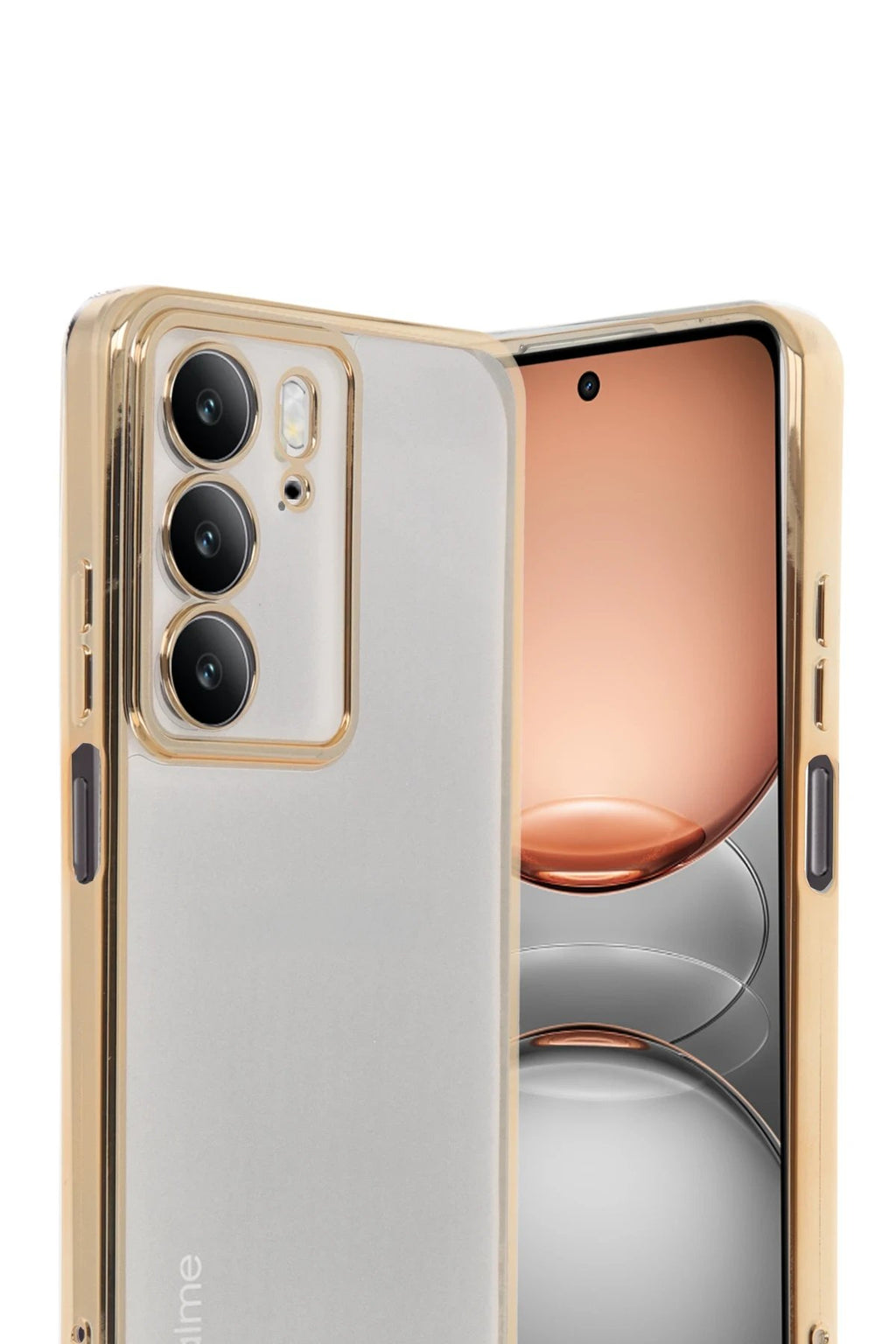 Realme C75 4G Kılıf Lensli Silikon - Gold-(5796)