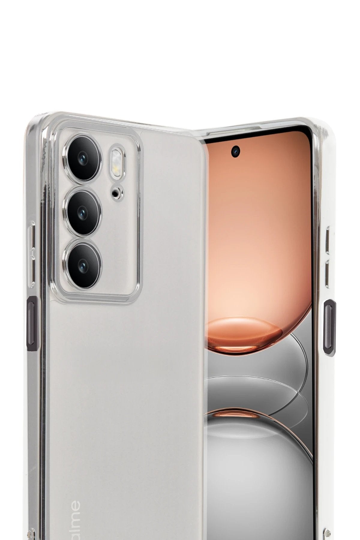 Realme C75 4G Kılıf Lensli Silikon - Gümüş-(5796)