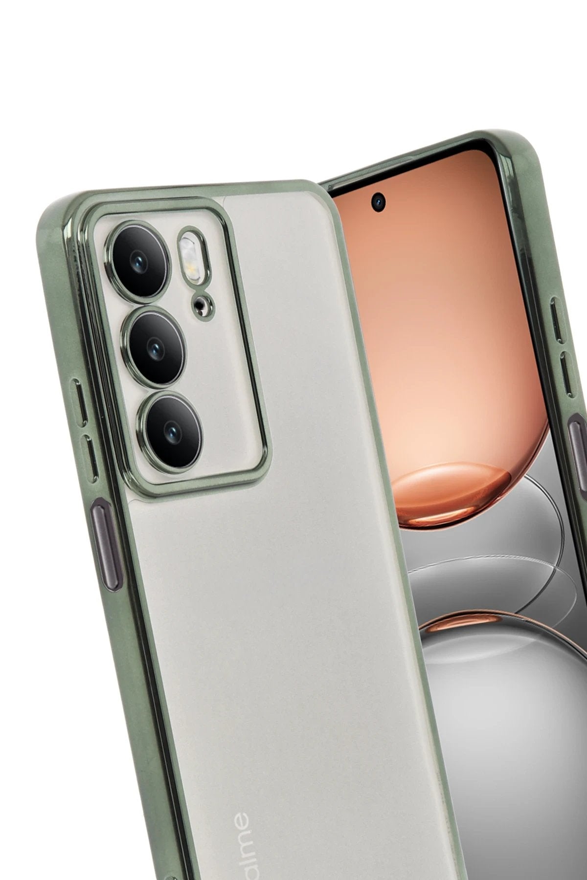 Realme C75 4G Kılıf Lensli Silikon - Yeşil-(5796)