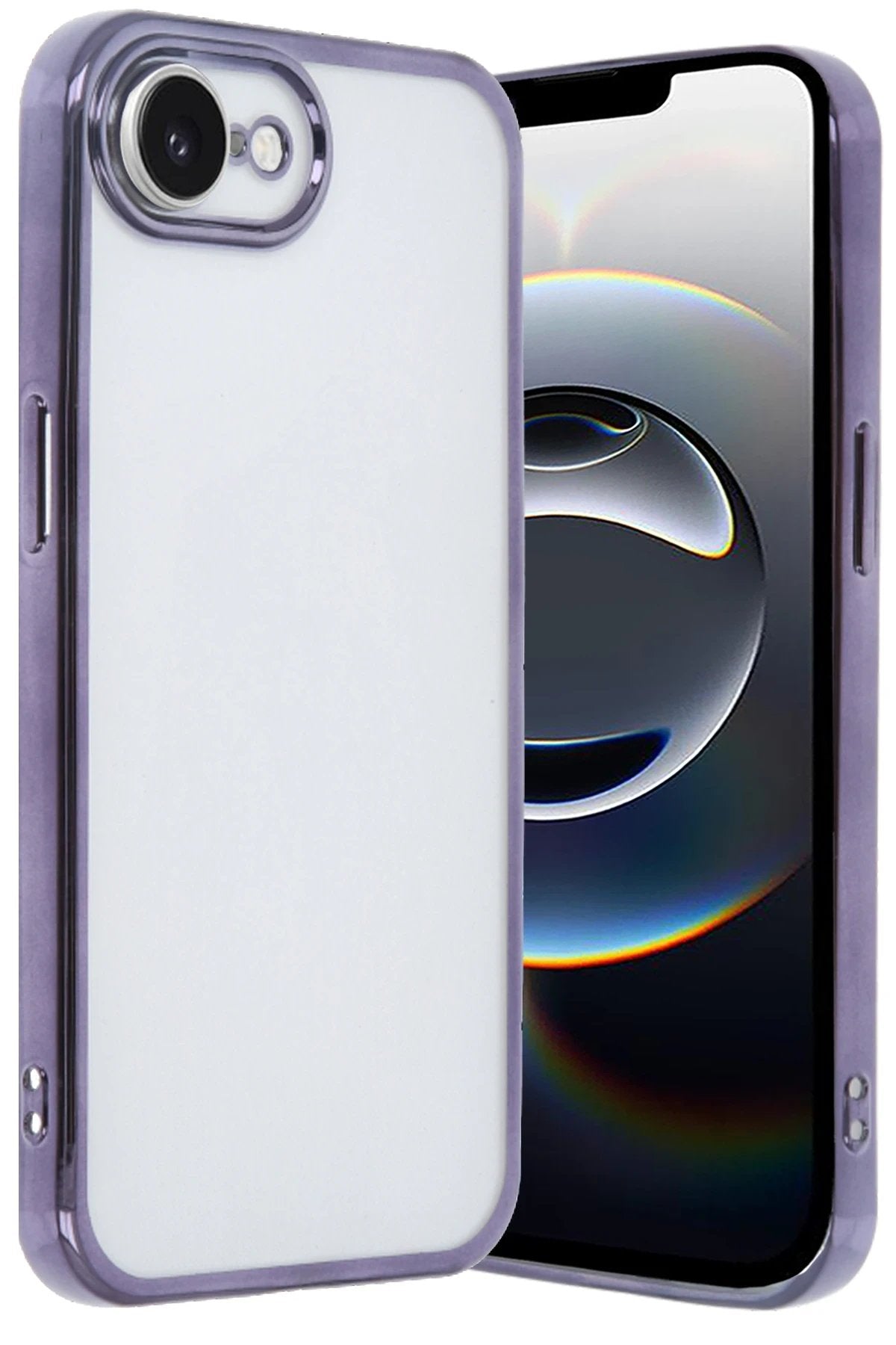 iPhone 16E Kılıf Lensli Silikon - Mor-(5796)