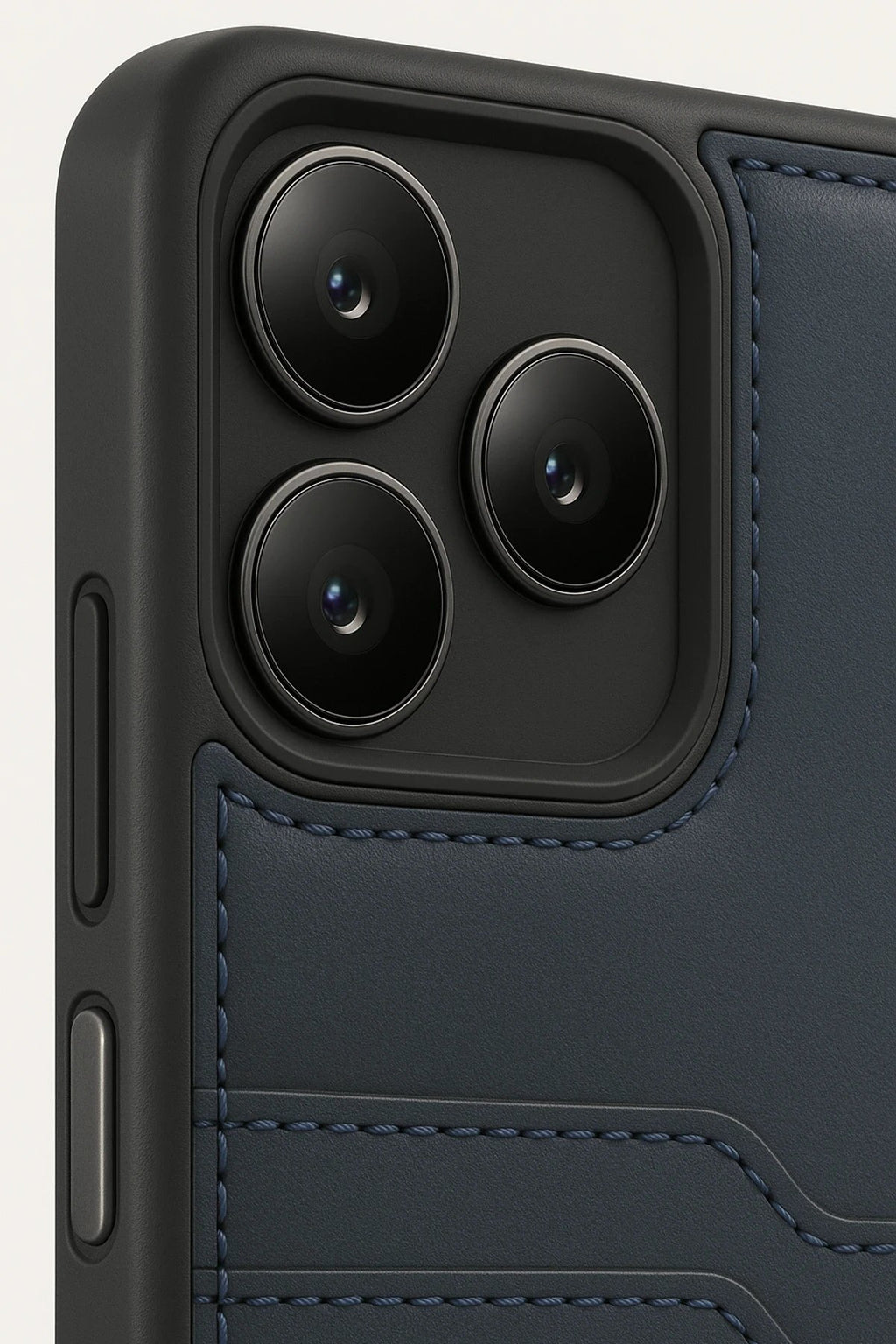 Realme Note 50 4G Kılıf Sara Kartvizitli Deri Kılıf - Lacivert-(5796)